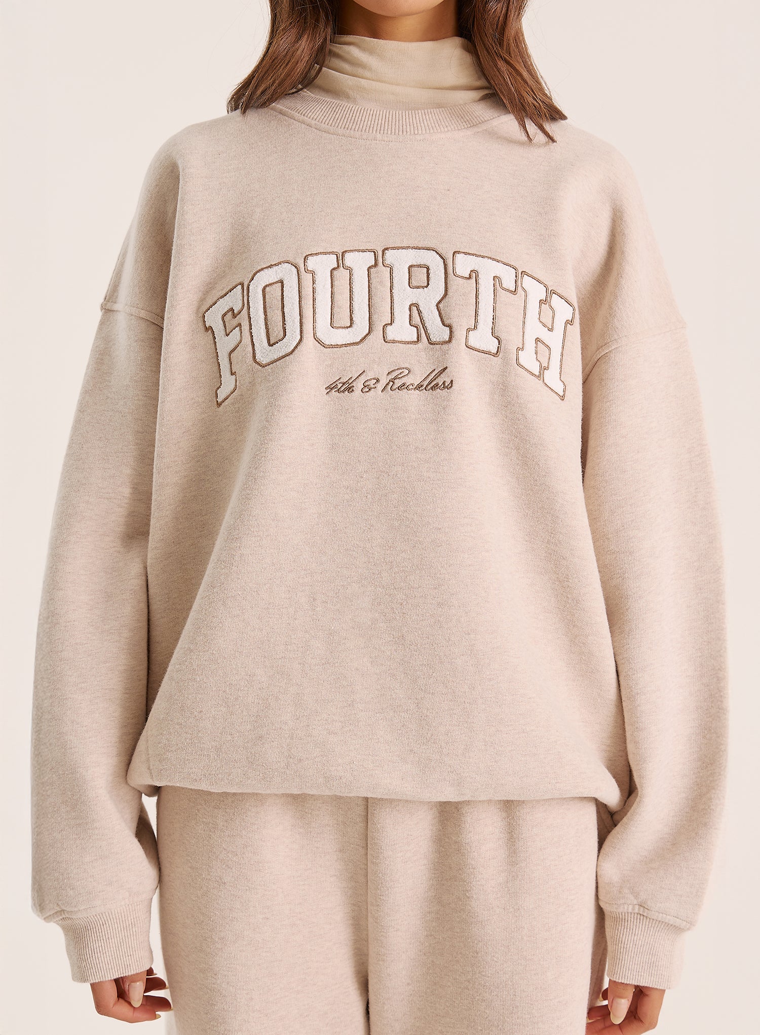Oatmeal Fourth Slogan Sweatshirt